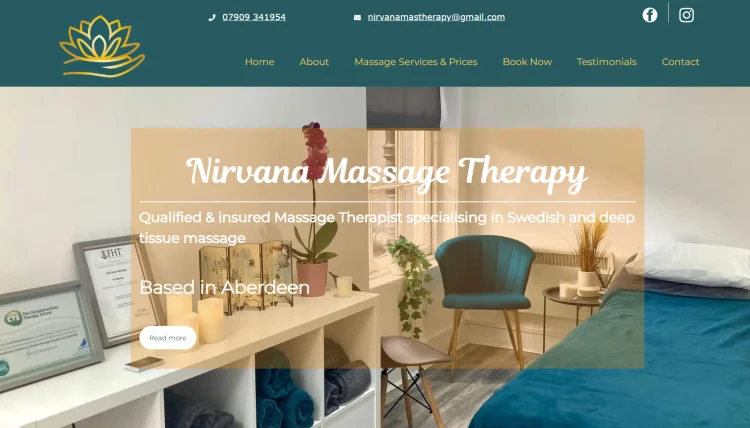 Nirvana Massage Aberdeen Website